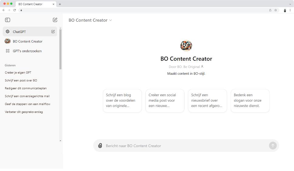 Creëer je eigen GPT | BO. Be Original